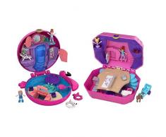 Polly Pocket FRY38 - World Flamingo Schwimmring Schatulle Puppen Spielset, zum Sammeln, Mädchen Spielzeug ab 4 Jahren & Pocket GCJ88 World Ballettbühne Schatulle