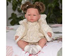 Puppen Guca - Puppe Erika Kleid Animal Print Ocker mit meliertem Mantel aus weißem Haar. 46 cm, Mehrfarbig (890)