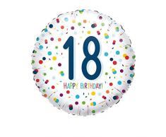 amscan 4201101 Folienballon Konfetti 18 Happy Birthday