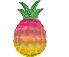 Amscan 3930401 Folienballon Holographic Ananas, Gold, Grün