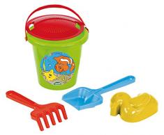 Lena 05473 - Happy Sand Spielset, Eimergarnitur 5 teilig, Sandspielzeug Set für Kinder ab 2 Jahre, Spielset mit Sandeimer, Sieb, Sandförmchen Ente, Sandschaufel und Rechen aus Kunststoff