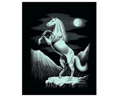 MAMMUT 136043 - Kratzbild, Motiv Pferd, silber, glänzend, Komplettset mit Kratzmesser und Übungsblatt, Scraper, Scratch, Kritzel, Kratzset für Kinder ab 8 Jahre