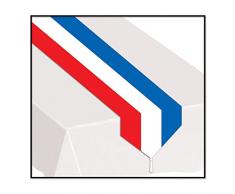 Beistle Gedruckter Patriotischer Tischläufer, 3 x 1,8 m, rot/weiß/blau