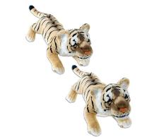 TE-Trend Tiger Plüschtiger Plüsch Kuscheltier Dschungel Raubkatze Stoffkatze 60 cm braun schleichend