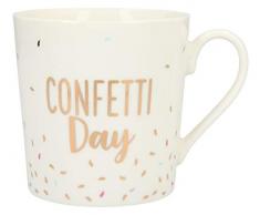 Depesche 5909.021 Tasse mit Henkel, aus Porzellan, 300 ml, mit Aufschrift, Confetti Day, Mehrfarbig