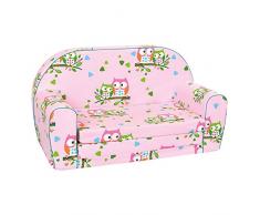 Bino & Mertens 53014 Sofa für Kinderzimmer, pink, bedruckt. Kern aus Schaumstoff, Sockel aus Kunststoff. Bezug aus 100% Baumwolle, abnehm- und waschbar. Sitzfläche zur Liege 82 cm ausklappbar.