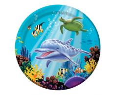 Creative Converting Dessertteller, Schmetterling, glitzernd, rund, 8 Stück 8.75 inches Ocean Party