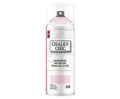 Marabu 02630018134 - Chalky Chic Spray, deckende, matte Kreidesprühfarbe auf Wasserbasis, für samtweiche Oberfläche auf Holz, Metall und Kunststoff, Used Look durch Anschleifen, 400 ml, puderrosa