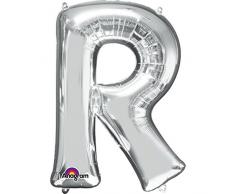 amscan 3298101 Folienballon Buchstabe R, Silber