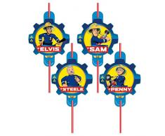 8 Trinkhalme * FEUERWEHRMANN SAM * für Kindergeburtstag und Motto-Party // Feuerwehr Kinder Geburtstag Strohhalm