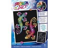 Mammut Spiel & Geschenk 8041931 Sequin Art Paillettenbild Geckos, Steckbild Kreativset, Bastelset mit Styropor Rahmen, samtige Bildvorlage, Pailletten, Steckstiften, Anleitung, für Kinder ab 8 Jahre