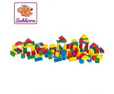 Eichhorn 100 bunte Holzbausteine in der Aufbewahrungsbox mit Kordel und Sortierdeckel, für Kinder ab 1 Jahr