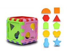 Jamara 460579 Formwürfel Creative Cube-fördert spielerisch die feinmotorischen Fähigkeiten, 10 Formen in 5, Je 2 Einschubformen an 5 Seiten, Spiegel, bunt
