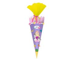 Ursus 9870013 Bastelset Meerjungfrau, Easy Line, 6 eckige Schultüte aus 3D Wellpappe, 2 Rollen Bastelkrepp, Satinband und Stanzteile, alle Teile vorgestanzt, Höhe 68 cm, Durchmesser 20 cm, lila