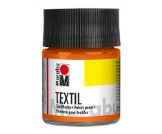 Marabu 17160005013 - Textil Stoffmalfarbe orange 50 ml, Stoffdruckfarbe auf Wasserbasis, für helle Stoffe, waschbeständig bis 60°C, weicher Griff, einfache Fixierung durch Bügeln o. Backofen