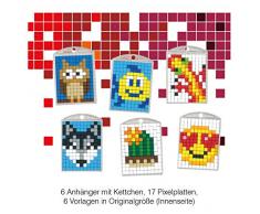 Pracht Creatives Hobby P90067-63501 Pixel Spaß Bastelset 29, für 6 Medaillons, Schlüsselanhänger, für Kinder, Jungen und Mädchen, ideal als kleines Geschenk, Mitgebsel, für den Kindergeburtstag, bunt