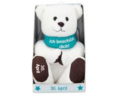 Depesche 8139.121 - Schutzengel Bär aus Plüsch, ca. 9 cm, mit Datum 30. April, Geschenk für Geburtstag, Jahrestag oder Hochzeitstag