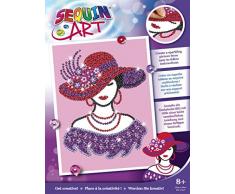 MAMMUT 8011944 Sequin Art Paillettenbild Roter Hut, Steckbild Kreativset, Komplettset mit Styropor Rahmen, Bildvorlage, Pailletten, Steckstiften, Anleitung, Bastelset für Kinder ab 6 Jahre