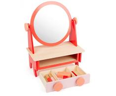 Small Foot 11409 Frisier-und Schminktisch im Retro-Design mit Spiegel und Zubehör Spielzeug, Mehrfarbig