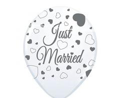 Folat Hochzeit Luftballons Just Married Party-Deko 8 Stück Weiss-grau