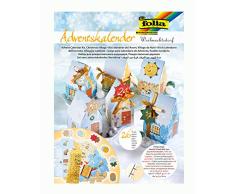 folia 9391 - Adventskalender Weihnachtsdorf, vorgestanzte Schachteln in Form von 24 Häuschen zum Zusammenstecken, mit Glitterapplikationen, ideal für kleine Geschenke im Advent