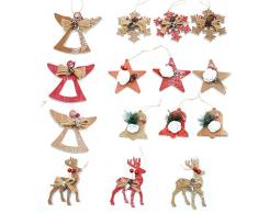 Gifts 4 All Occasions Limited SHATCHI-1177 SHATCHI 15 Stück handgemachte Christbaumschmuck Weihnachtsbaum-Dekoration mehrfarbig