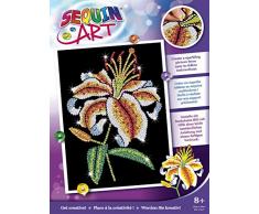 Mammut 8011937 - Sequin Art Paillettenbild Lilie, Steckbild Kreativset, Komplettset mit Styropor Rahmen, Bildvorlage, Pailletten, Steckstiften, Anleitung, Bastelset für Kinder ab 8 Jahre