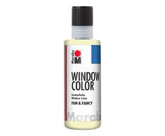 Marabu 04060004872 - Window Color fun & fancy, nachleuchtend gelb 80 ml, Fensterfarbe auf Wasserbasis, ablösbar auf glatten Flächen wie Glas, Spiegel, Fliesen und Folie