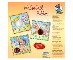 Ursus 21300002 Wabenball Bilder Bauernhof, 6 Blatt Fotokarton 300 g/qm 22,5 x 22,5 cm, einseitig Bedruckt mit niedlichen Motiven zum Ausmalen, 3 Kreise aus Wabenpapier Durchmesser ca. 7 cm, weiß