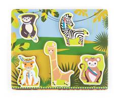 Small Foot 11095 Setzpuzzle Jungle aus Holz, FSC 100%-Zertifiziert, ab 12 Monaten Spielzeug, Mehrfarbig
