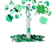 Relaxdays Party-Popper 40 cm, 6-8m Effekthöhe, Konfetti-Shooter, Konfetti-Kanone, Kleeblätter