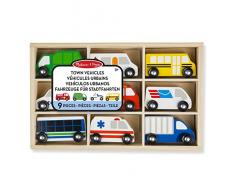 Melissa & Doug 13170 Holz Town Fahrzeuge Set in Holz Tablett (9 PCS)