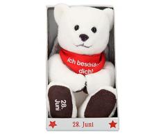 Depesche 8139.180 - Schutzengel Bär aus Plüsch, ca. 9 cm, mit Datum 28. Juni, Geschenk für Geburtstag, Jahrestag oder Hochzeitstag
