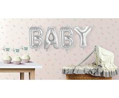 Buchstaben-Girlande Folienballons Baby - Silber - H: 36 cm