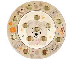 Hess Holzspielzeug 15648 - Geburtstagsringe aus Holz, Bär nature, für 14 Kerzen, ca. 16 cm