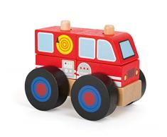 Small Foot 11071 Konstruktionsfahrzeug Holz, Feuerwehrwagen, FSC 100%-Zertifiziert Spielzeug, Mehrfarbig