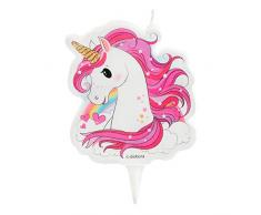 Dekora Geburtstagskerze 2D Einhorn Zeichnung Rosa (345371)