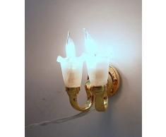 Melody Jane Puppenhaus Miniatur 1:24 Maßstab Beleuchtung Cir-Kit Doppel Mattiert Tulpe Wandleuchter