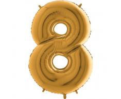 Trendario Folienballon Zahl 8 (Gold) - XXL Riesenzahl 100cm Ballon - Helium Luftballons für Geburtstag, Partydeko, Hochzeit (Zahl 0, Silber)