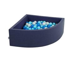 KiddyMoon Viertel Bällebad, dunkelblau:Babyblue/blau/Perle