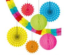 Susy Card 40012292 Deko-Set mit 1 Girlande, 4 Fächer und 2 Wabenbällen, 7er Packung