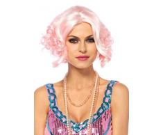 Leg Avenue A2780 - Pastell lockiger bob Perücke, Damen Karneval Kostüm Fasching, Einheitsgröße, rosa
