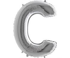 Ballon Buchstabe C in Silber - XXL Riesenbuchstabe 100cm - für Geburtstag Jubiläum & Co - Party Geschenk Dekoration Folienballon Luftballon Namen Wörter (Buchstabe C)