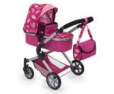 Bayer Design 18147AA City Neo Puppenwagen mit Wickeltasche und Einkaufskorb / umwandelbar in einen Sportwagen / höhenverstellbar / Design: Blätter / modern, pink, rosa