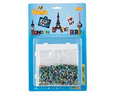 Hama 5616 Bügelperlen Mini, ca. 5000 Stück, inklusive Stiftplatte Viereck und Zubehör, Metropolen, Mehrfarbig
