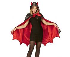Widmann 96894 – Teufel Umhang, mit Kapuze und Hörner, Schwarz-Rot, Teufelsverkleidung, Teufelskostüm, Devil, Motto Party, Karneval, Halloween