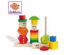 Eichhorn Holz Figuren Steckpuzzle, 20-teilig - 3 Stecksäulen mit Steckteilen, hochwertiges Buchenholz ,Made in Germany, für Kinder ab 12 Monaten