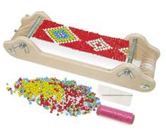 Small Foot 11251 Perlenwebrahmen aus Holz, zum Umsetzen individueller Schmuckdesigns Spielzeug, Mehrfarbig