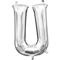 amscan 3305211 Folienballon Minishape Buchstabe U, Silber