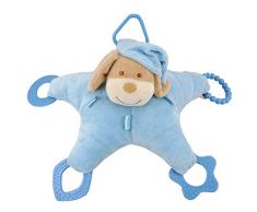 Kögler 20370 Greifstern für Babys aus weichem Plüsch, Hund in blau, mit Rassel und 4 verschiedenen Greifringen, ca. 14 x 30 cm groß